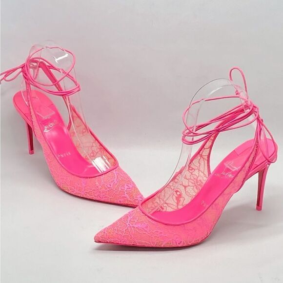 Christian Louboutin Kate 85mm Lace-Up Lace Pumps - Picture 1 of 12